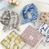 Cotton Linen Lace Edge Square Scarves 60cm Kerchief Neckerchief Bandanas Women Casual Neck Scarf Plaid Print Geometric Pattern 3