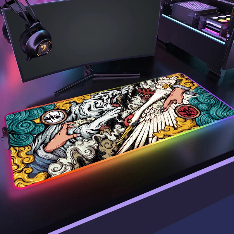 

Большой коврик для мыши RGB, Яркий светящийся коврик для мыши XXL 900x400 мм, игровой коврик для клавиатуры и мыши, коврик для ноутбука, офисный коврик, водонепроницаемые коврики