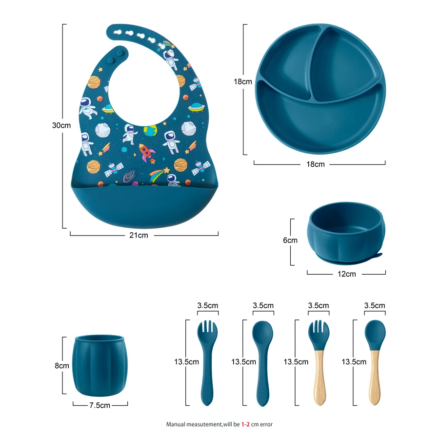 Bavoir en Silicone sans BPA pour bébé, accessoires de table pour enfants, récipient alimentaire, alimentation bébé, assiettes, bol à ventouse, cuillère tasse