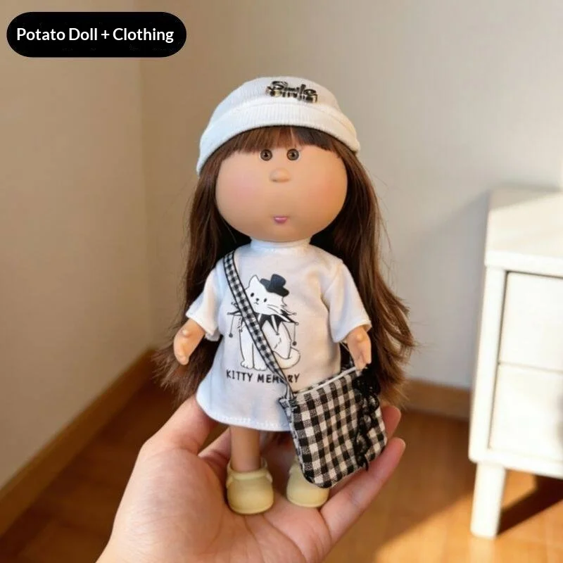 미아 스페니쉬 포테이토 비닐 인형 24cm 귀여운 드레스업 인형 세트 (옷과 가방 포함) 사랑스러운 봉제인형 여자아이 어린이 생일 선물