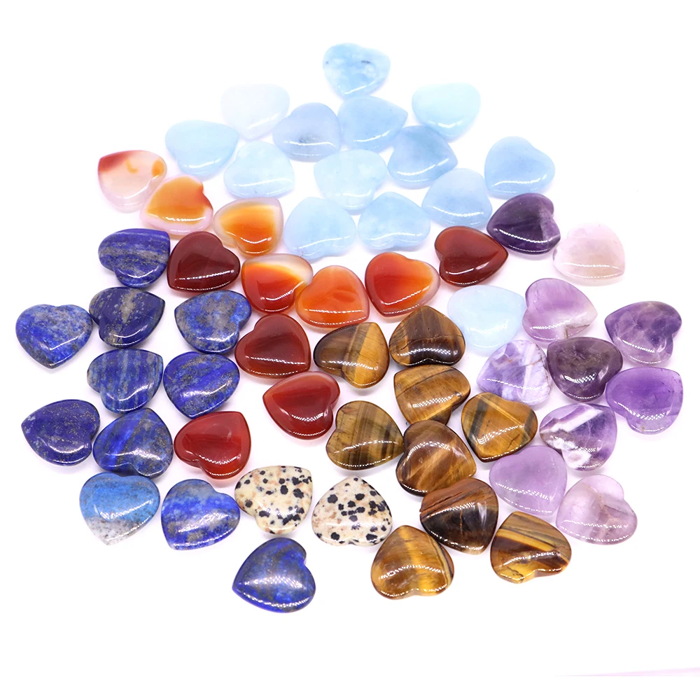 Ornament Crafts Crystal Stone Ornament Gemstone Beads 20mm Natural Stones And Crystals Carved Multicolor Heart Shaped Love Healing Gemstones Room Decoration Diy For Necklace Pendant