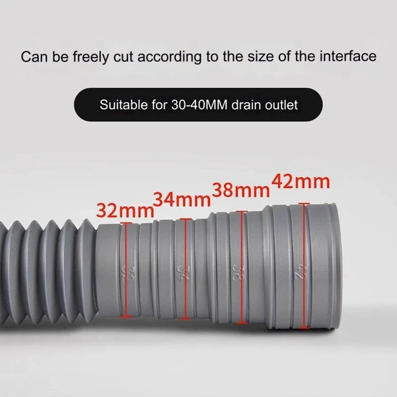 Drain Pipe Washing Machine Dishwasher Drain Waste Hose Extension Pipe With Hose Clamps Set Wash Machine Accesories 150cm