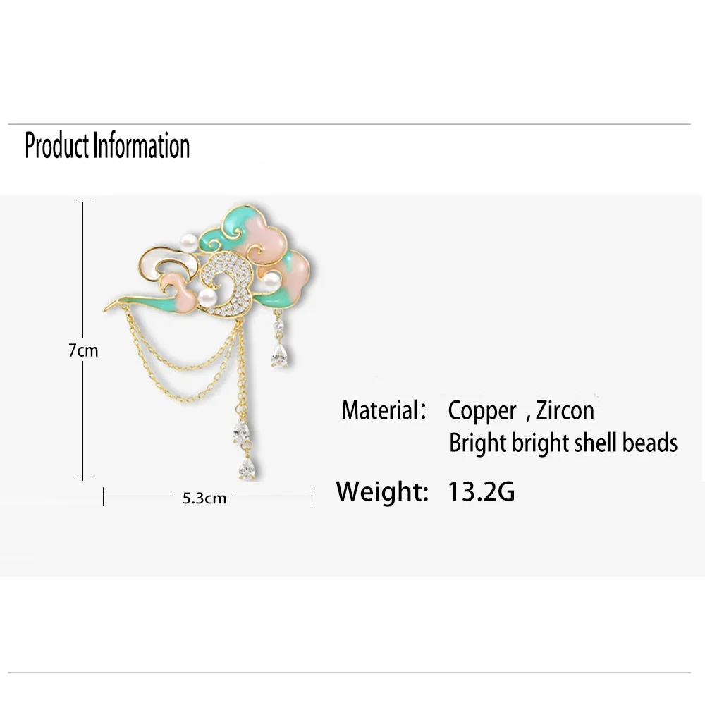 Exquisite Brooch for Women Cloud Zircon Inlaid Tassel Clothing Lapel Brooches Pins fashion Jewelry accessories Gifts wholesale