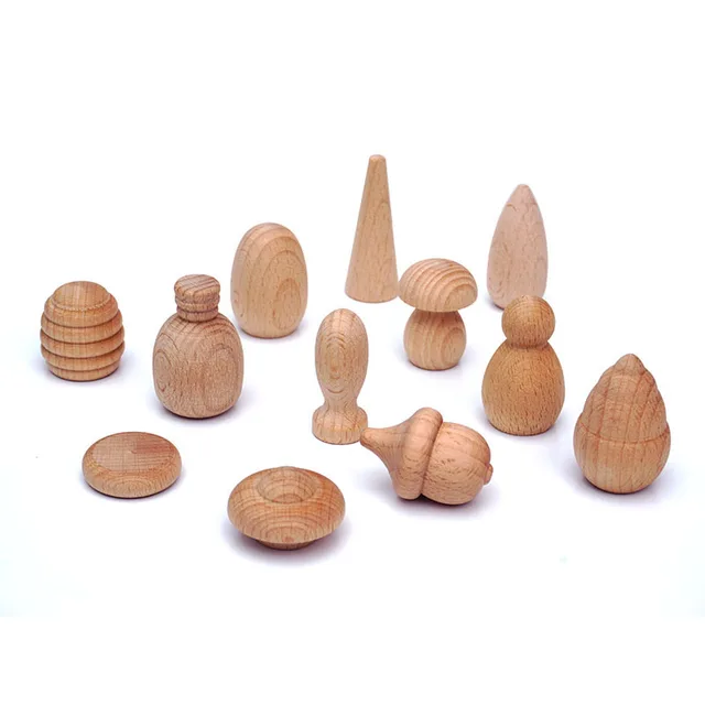 10pcs/set Wooden Kids Loose Parts Open Ended Play Children Wooden Constructor Waldorf Early Educational Toys Montessori Toy 5