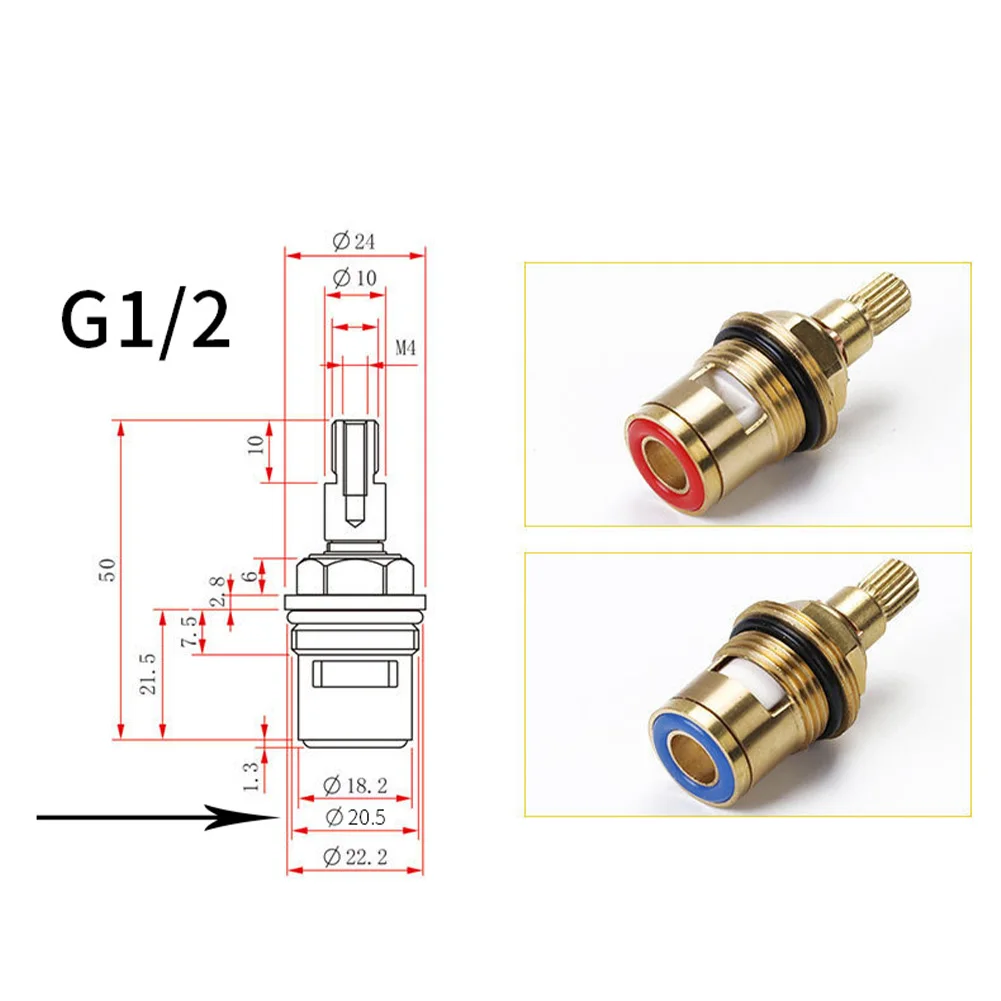 Universal 1/2" 20 Faucet Cartridge Replacement Tap Valves Brass Ceramic Inner Faucet Valve Bathroom Kitchen Kit