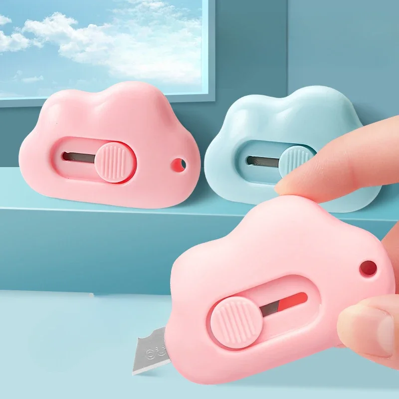 Cute Cloud Color Mini Portable Utility Knife Paper Cutter Cutting Paper Razor Blade Office Stationery Cutting Supplies utility knife paper cutter craft cutting knife