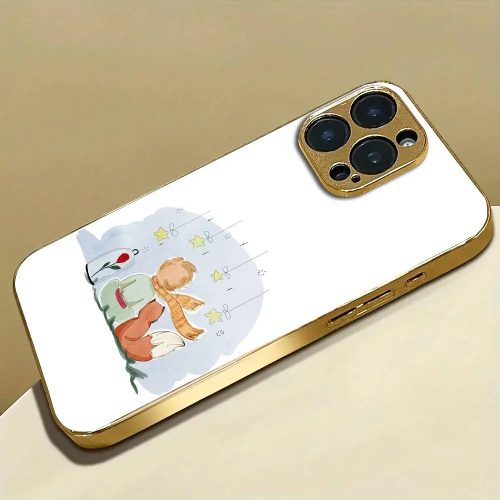 Rose Gold Electroplated Mirror Phone Case with Little Prince Design