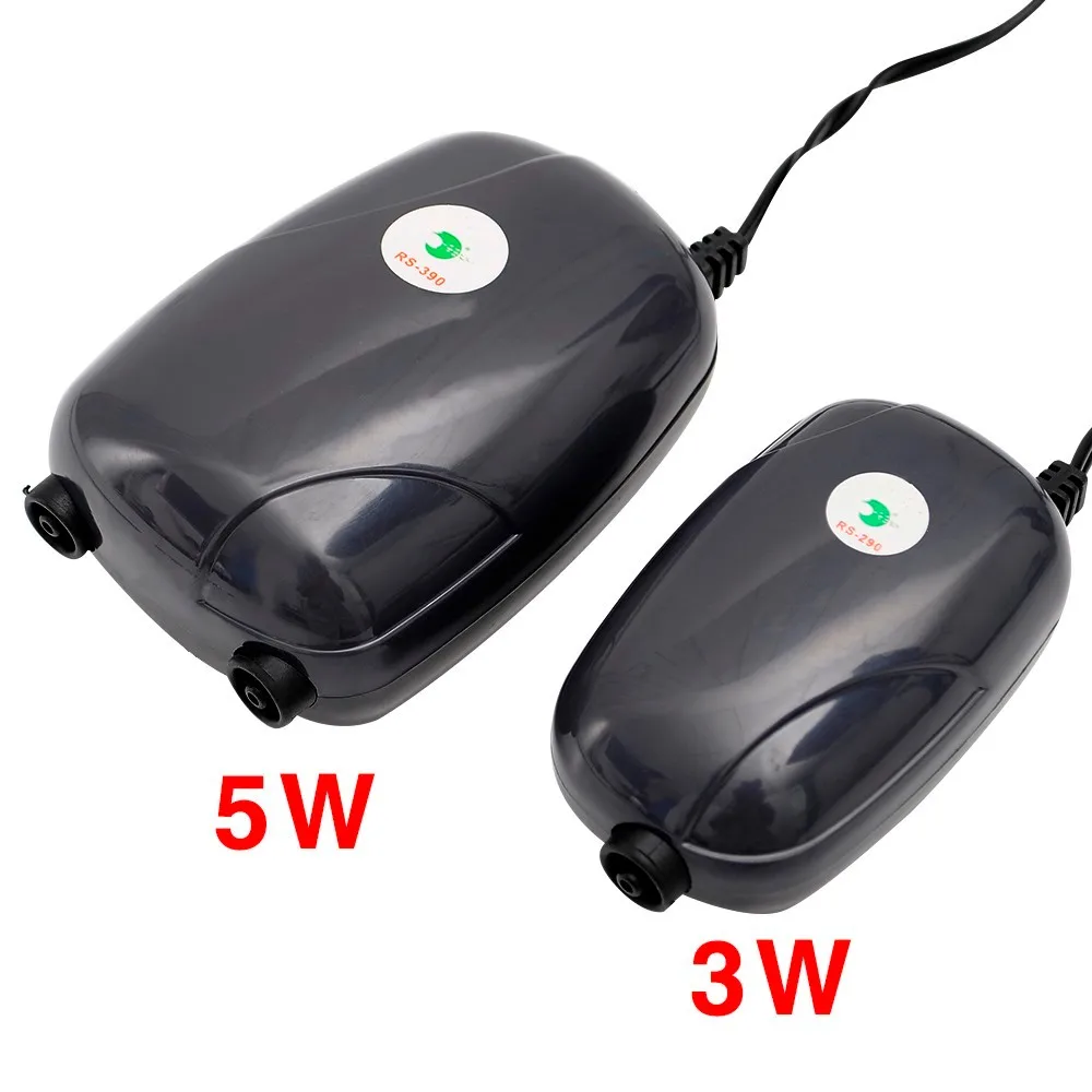 Aquarium Air Pump Fish Tank Mini Compressor Single Double Outlet with Check Valve Tube Aquatic Accessories 220V 3W 5W 5