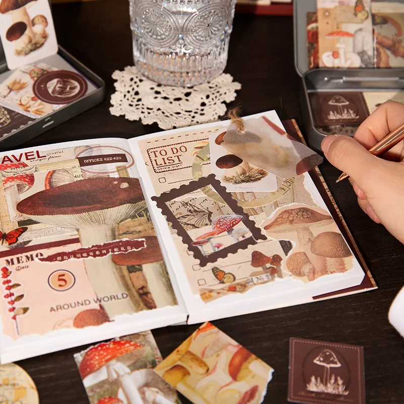 125개 빈티지 테마 선물 세트 콜라주 스티커 스크랩북킹 재료 수제 다이어리 앨범 정크 저널 용품