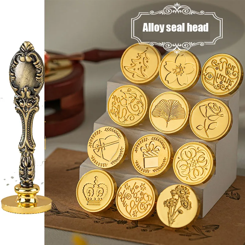 우표용 왁스 스탬프 핸들 도장 세트 키트, 도장 구슬 왁스 스탬프, 웨딩 발 꽃 패턴 DIY 공예 카드 만들기 HCZ006 