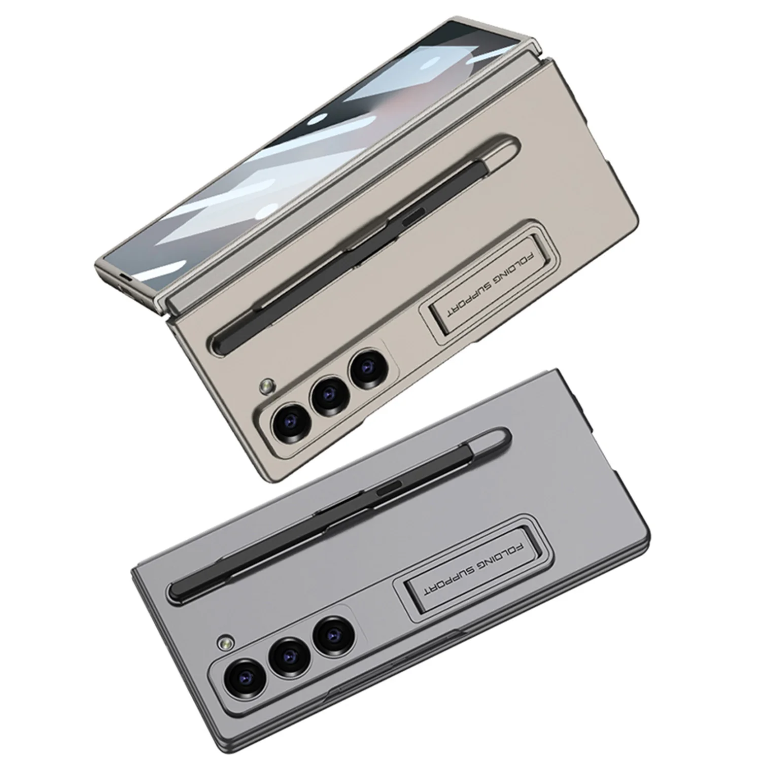 For Samsung Galaxy Z Fold 6 5 4 3 5G Phone Case Pen Groove Folding Stand High-End PC Delicate Touch With Stylus Drop-Proof Cases