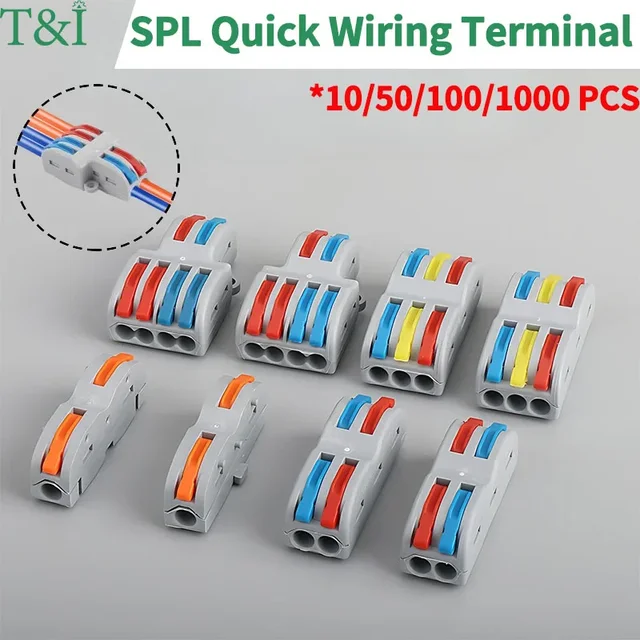 SPL-42/62/63/82/93 3/2-in 8/6/4-out Fast Wiring Terminal Multi-functional Parallel and Branch Docking Terminal Wire Connector 1