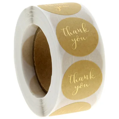 500pcs Kraft Paper Thank You Stickers