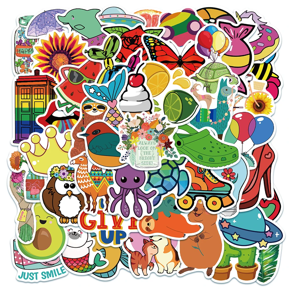 50pcs Colorful Cute Cartoon Vsco Girl Stickers Kids Toy Vinyl Waterproof Graffiti For Laptop Phone Notebook Helmet Car Decals