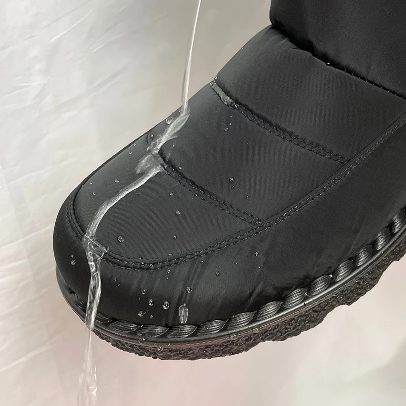 Faux Fur Waterproof Snow Boots for Men Outdoor Keep Warm Winter Shoes Mens Plush Platform Ankle Boots Cotton Padden Shoes