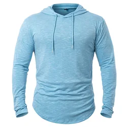 Men's Lightweight Athletic Hoodies Long Sleeve Workout Sport Hooded Shirt Casual Gym Running Jogger Shirt Pullover Sweatshirt