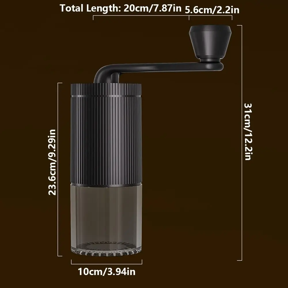Adjustable Coarse Fine Manual Coffee Grinder Straight Handle Detachable Coffee Grinding Machine Clear Container