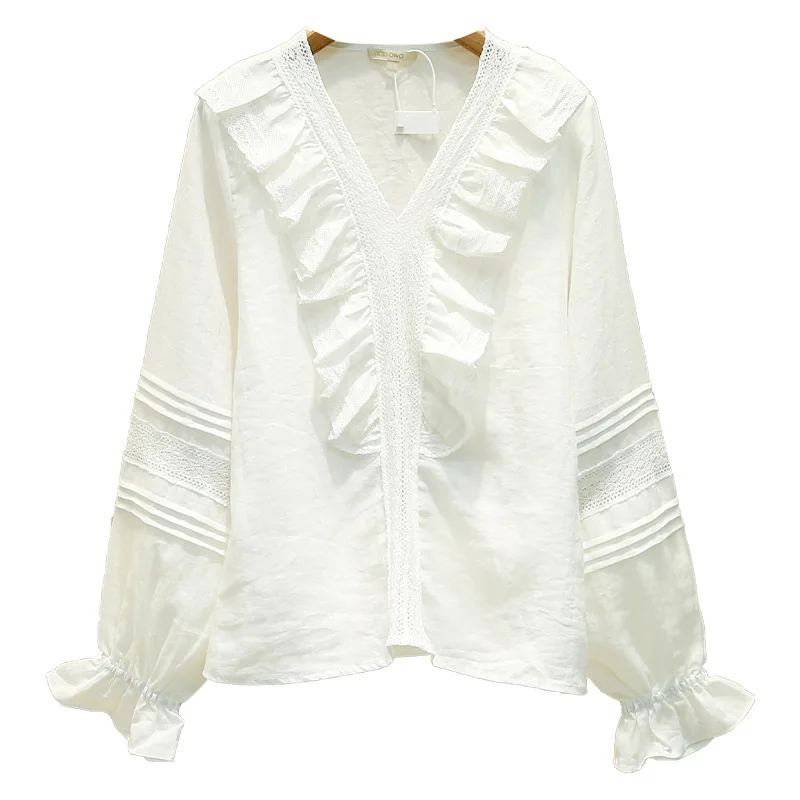

VII 2024 M Women's Blouse Early Spring Woman Clothing V-Neck Loose Solid Color Design Top Shirt& Blouses Free Shipping Offers