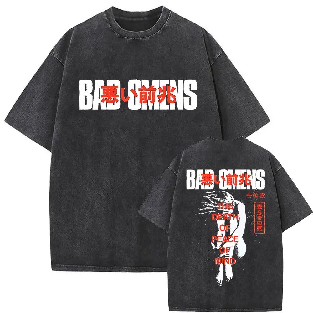Washed Vintage Bad Omens Band Tshirt THE DEATH OF PEACE OF MIND T-shirts Men Women Oversized T Shirt Men's Rock Gothic T-shirt 2