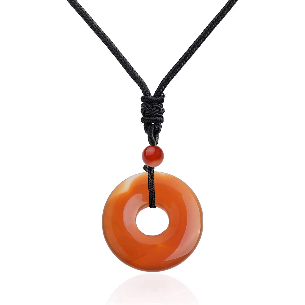 

Red Carnelian Coin Pendant Necklace Healing Chakra Crystal Amulet Lucky Pingan Donut 25/30/40MM Gemstone Protection Women