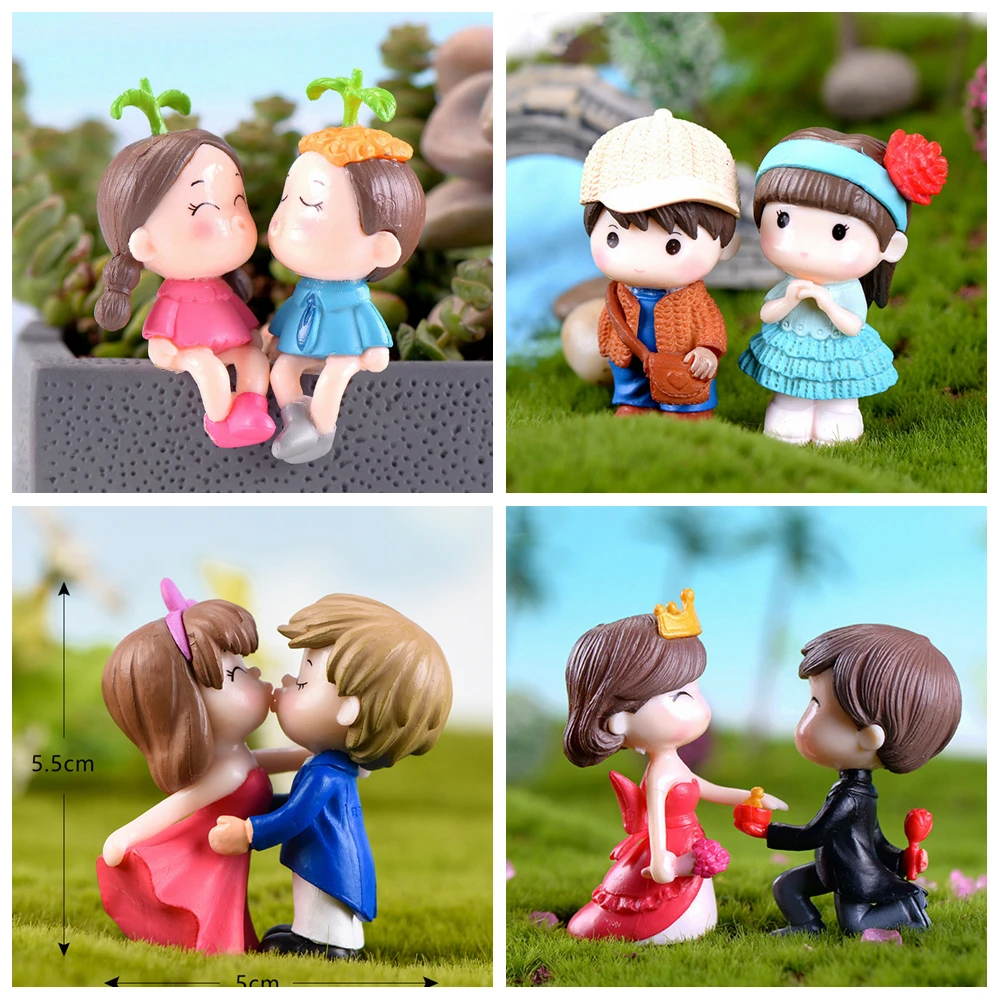 Miniature Fairy Garden Accessories Cute Kawaii Lovers Ornament Statue Figurines Home Garden Landscape Dollhouse Terrarium Decor