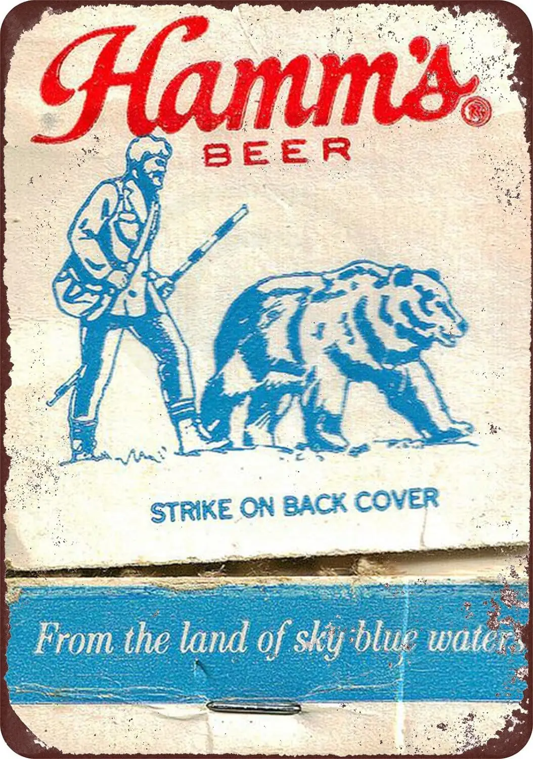 

Hamm's Beer Bear Strike on Back Обложка винтажная репродукция металлический знак 8x12