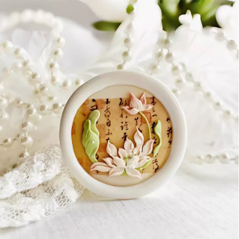 Vintage lotus Sealing Wax Stamp Head Multi-Layer Special-Shaped 3d Relief envelope Invitation decoration Children'S Diy Toy