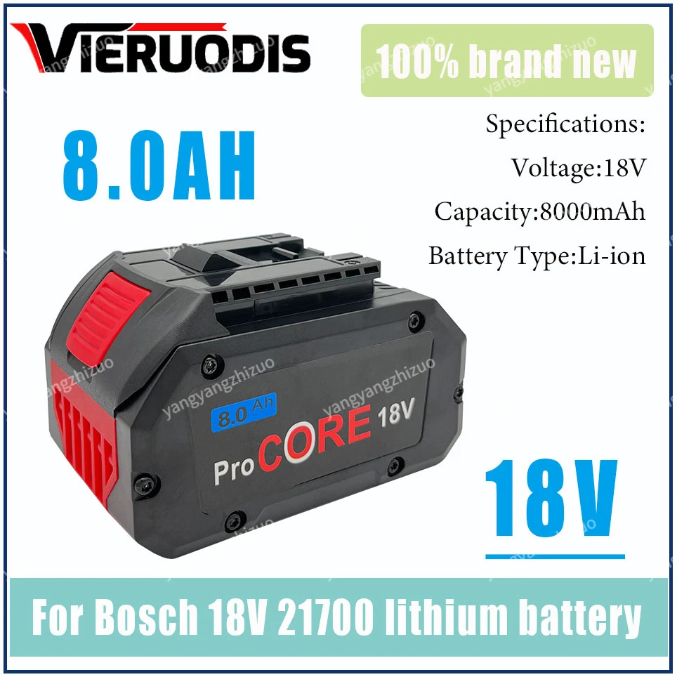 

For Bosch 18V 8000MAH Professional System Cordless Tool BAT609 GBA18V8 21700 Battery 18V 8.0Ah ProCORE Replacement Battery