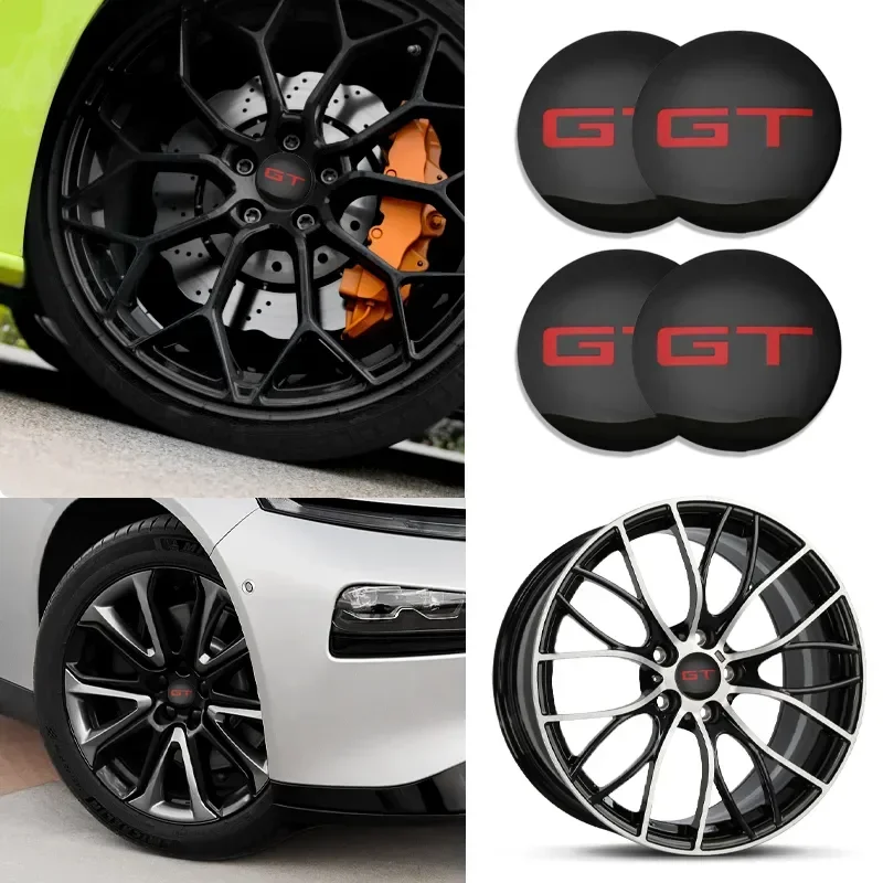 4Pcs 56Mm Gt Emblem Wheel Center Hub Cap Adesivi In Alluminio Car Styling Accessori Auto Decorazione Per Ford Kia