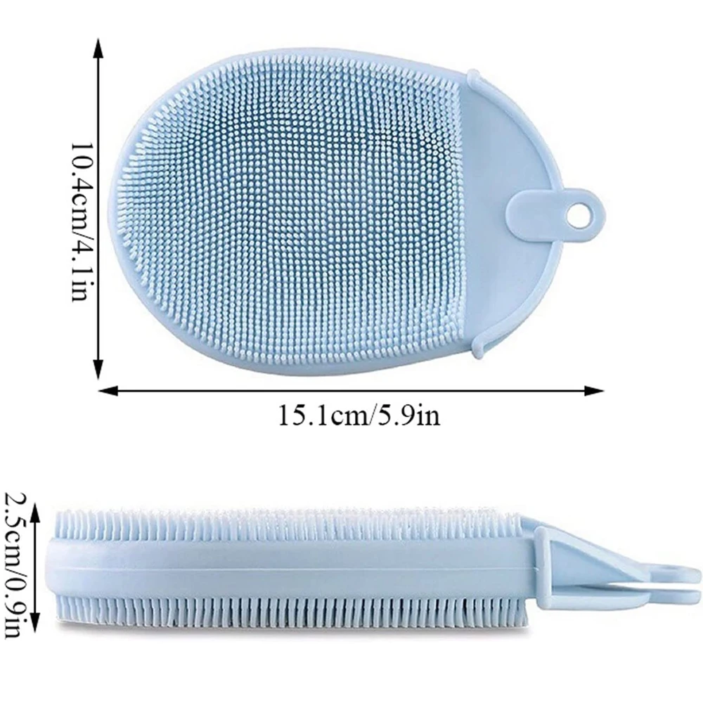 1pcs Silicone Massage Bath Brush with Hook Soft Exfoliating Bath Gloves Baby Showers Cleaning Brush Remover Scrub Showers Bubble 6