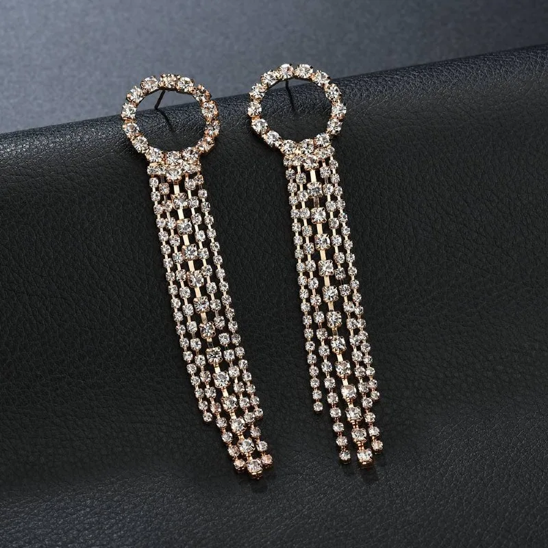 New Luxury Rhinestone Crystal Long Tassel Earrings for Women Bridal Drop Dangling Earrings Party Wedding Jewelry Gifts - Image 4