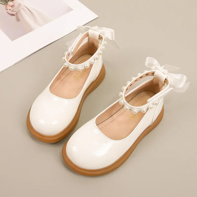 Girls Princess Leather Shoes Lolita Style Black White Versatile Children Performance Mary Jane Shoes Fashion Kids Causal Shoes 4