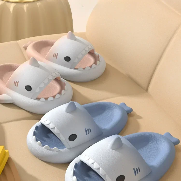 Children Boy's and Girl's Shark Gradient Outdoor Beach Pool Shower Shoes Thick Sole and Deep Heel Footbed Antiskid Shoes kids slippers