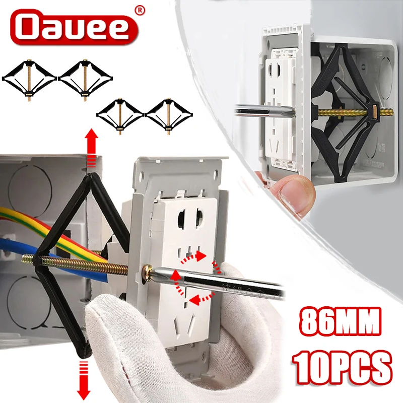 Wall Switch Socket Repairer Electrical Box Repairer Wall Socket Repairer Dark Box Repairer 10Pcs Cassette Repairer 86mm Dark Box Repair Screw Plug Switch Old Socket Boxes Replacement Fixed Wall Repair Box Support Rod