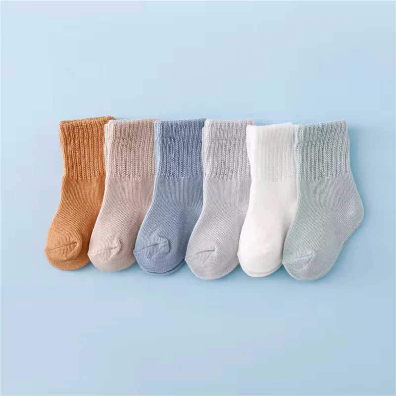 Newborn Baby Socks Boys Girls Cotton Solid Soft Infant Girl Boy Toddler Sock Spring Autumn 0 to 12 Month 6Pairs/lot baby socks