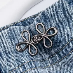 Adjustable Metal Waist Button Fasteners - 2pcs (Grey)