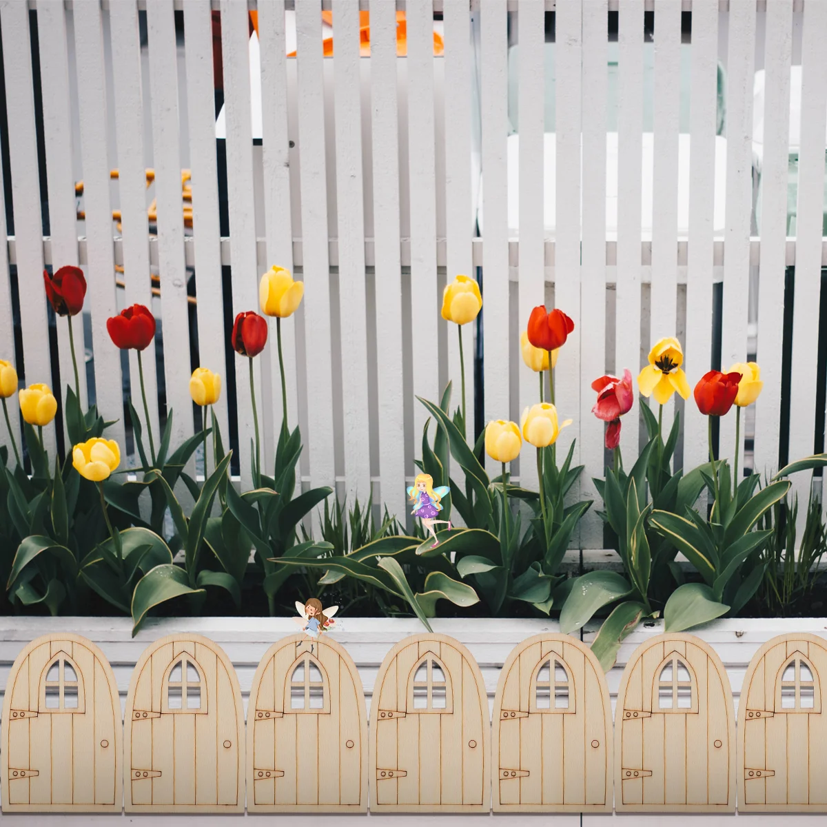 

Mushroom Elf Doors Lovely Mini Fairy Door Garden Adornment Miniature Decoration For Park Unpainted Wooden Pieces