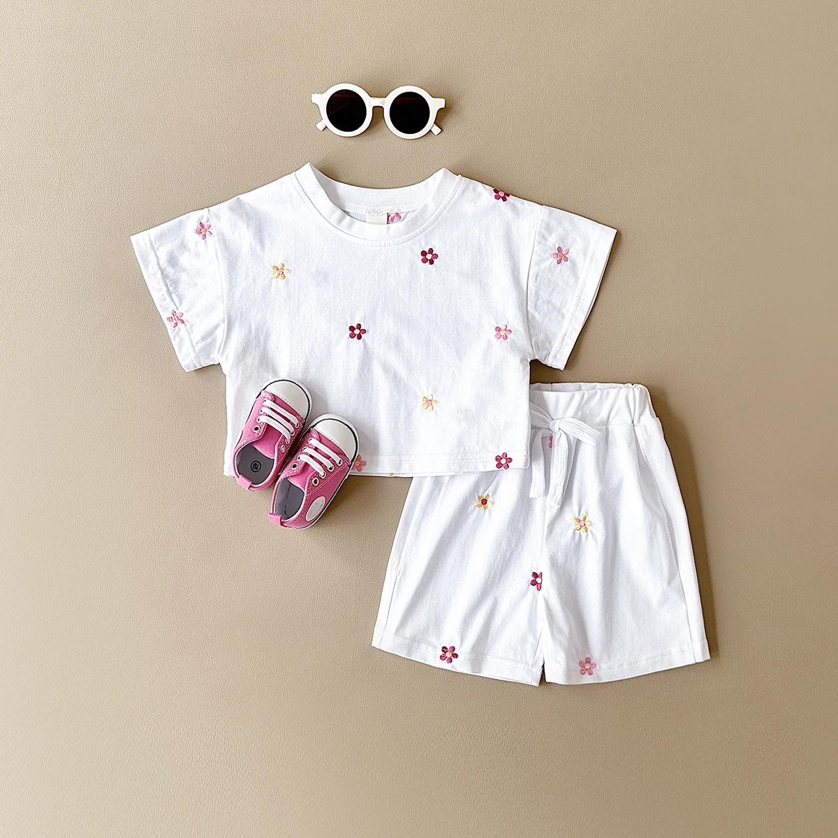 Infant 2PCS Summer Baby Girls Clothing Casual Newborn Set Cotton Small Flower Printed Short Sleeved T-shirt + Shorts 0-3Y kids clothes set two piece set baby girl clothing set shorts suit