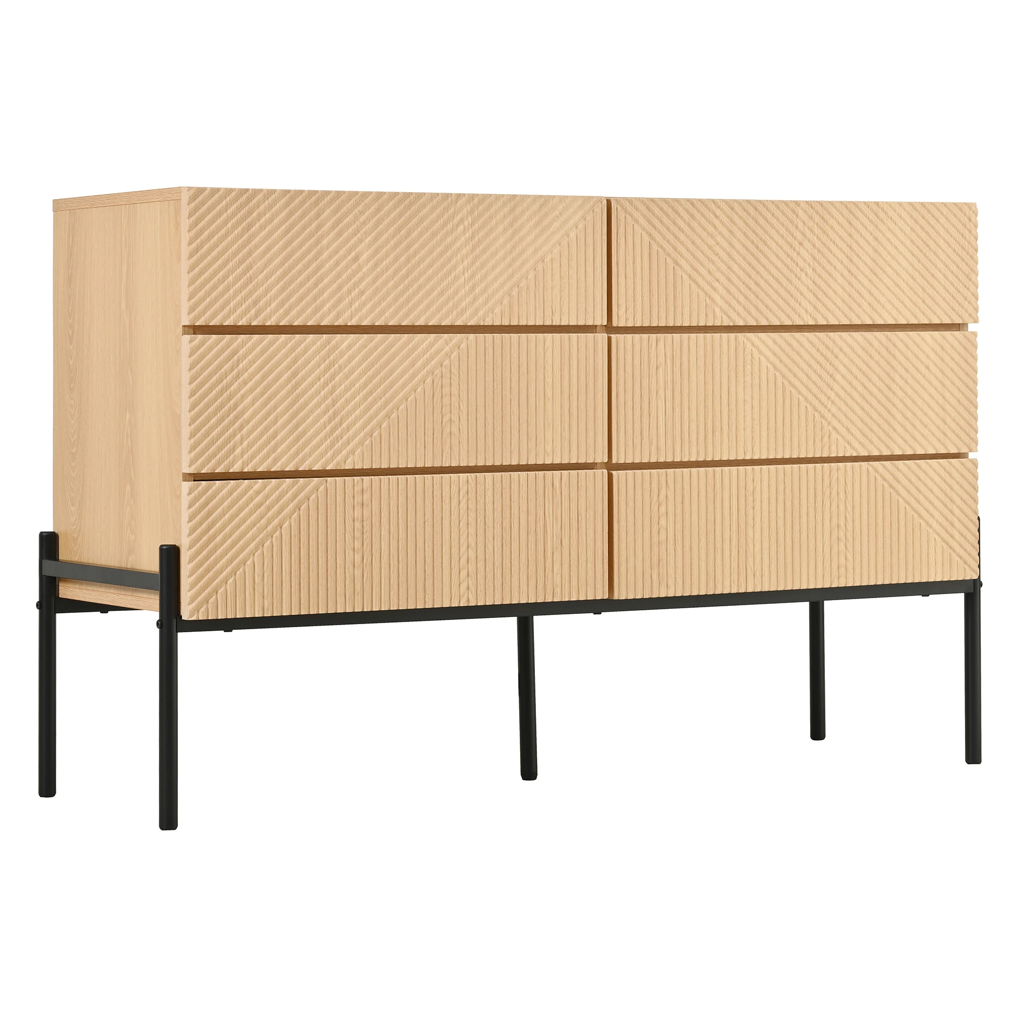 Sideboard, 3D-Textur, sechs Schubladen, geeignet für Wohn- und Esszimmer, multifunktionales Aufbewahrungsmöbel. – Detail 22