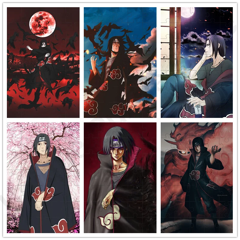 Puzzles Jigsaw Anime Naruto Itachi Uchiha Assembling Picture Jigsaw Puzzles Toys for Adults Children Games Educational Toys