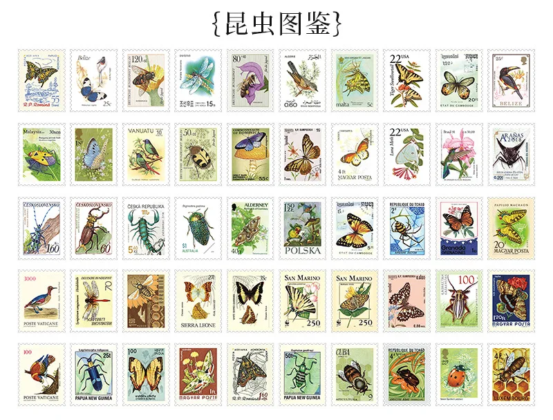 50 Blatt Retro-Stempelaufkleber-Set, klassisches Vintage-Versanddesign, für Retro-Tagebuch, Basteln, Geschenkverpackung, Kartendekoration – Detail 6
