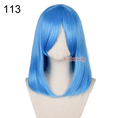 Bubuwig Synthetic Hair Over 100 Colors Fashion Classic 40cm Long Straight Anime Cosplay Wigs Pure Color Black Wig Heat Resistant - Image 15