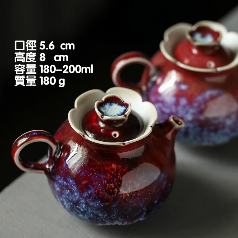 

Jingdezhen Little Teapot Handmade Jun Porcelain Vintage Kiln Baked HY Kung Fu Tea Tea Maker One Person Ceramic Teaware Single Po