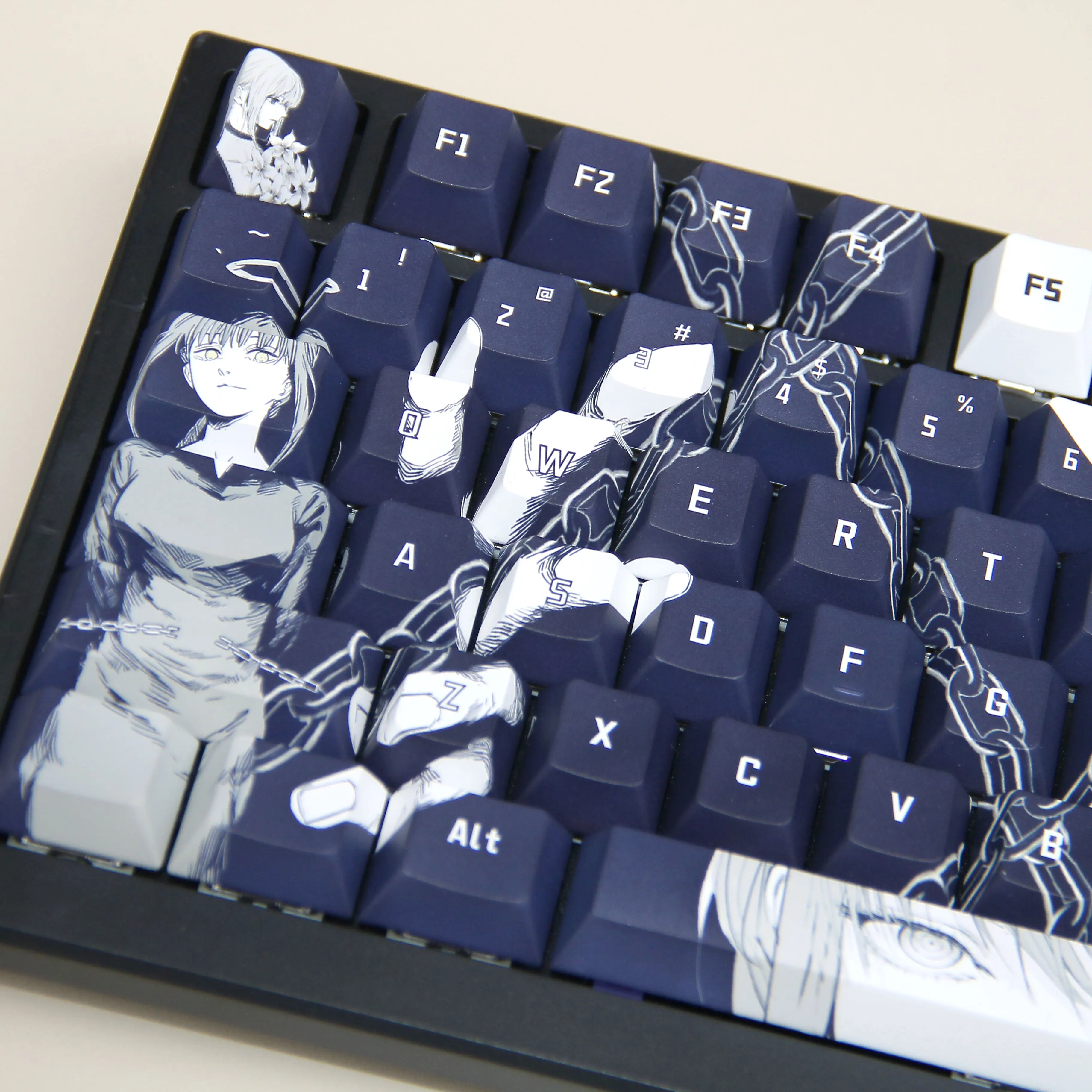 Anime Makima Original PBT 120 Tastenkappen Cosplay Requisiten Achse Seite Gravierte Thermische Sublimation RGB Mechanische Tastenkappen – Detail 4