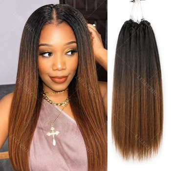 Straight Crochet Human Hair Extensions Knotless Feather Braids Pre Separated Invisible Brazilian Lightweight Crochet Human Hair 1