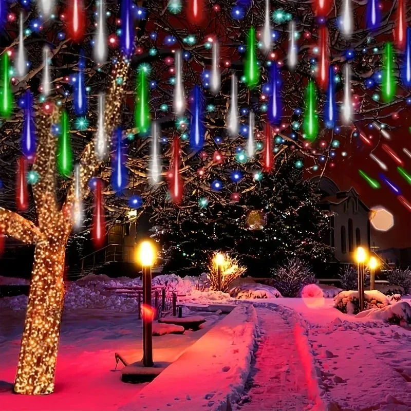 Description Picture 3 of item8/16/24/32Tube 30/50cm LED Meteor Shower String Lights Garden Decor Wedding Halloween Holiday Christmas Tree Decor Navidad 2025