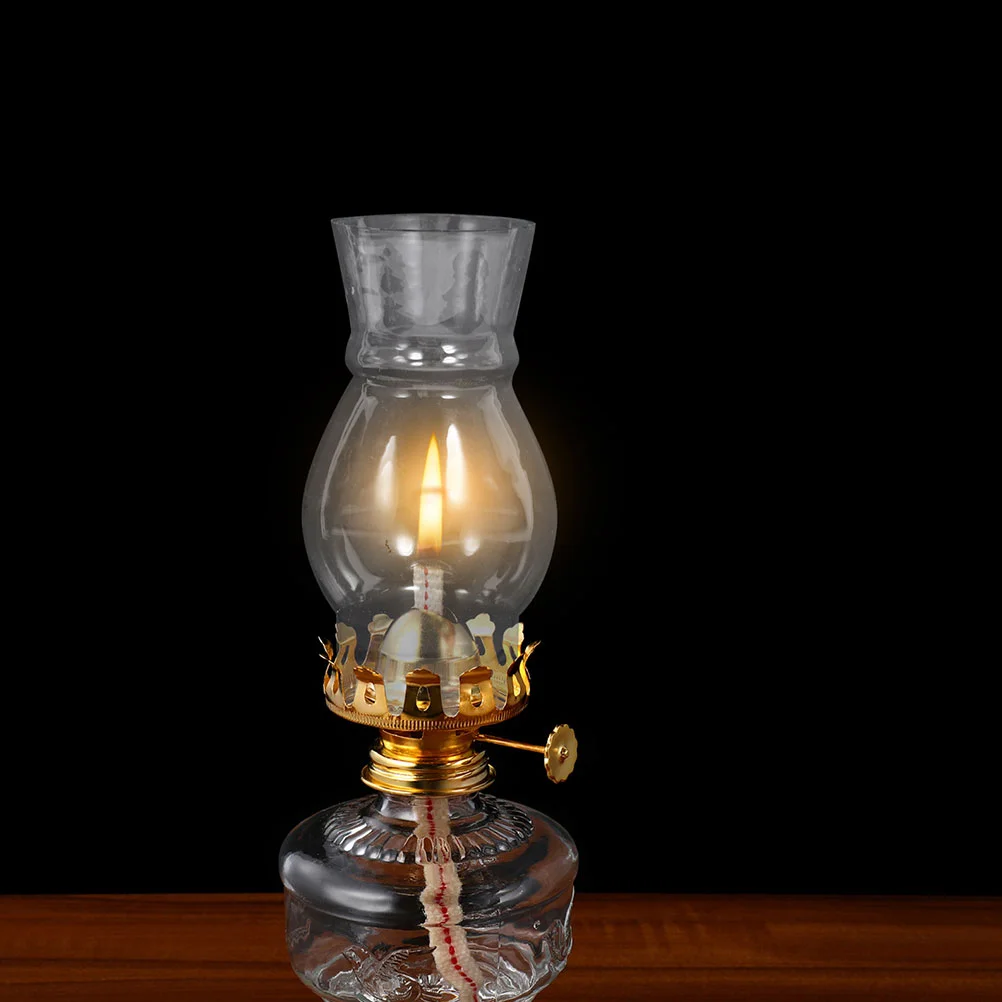 2Pcs Clear Glass Oil Lamp Chimney Vintage Lantern Shade Portable Lighting Globe Replacement For Lamp Accessories With Glass Oil