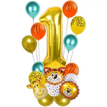 

Jungle Safari Animal Number Balloons Tiger Lion Giraffe Wild Animals Balloons for Birthday Party Decorations Baby Shower