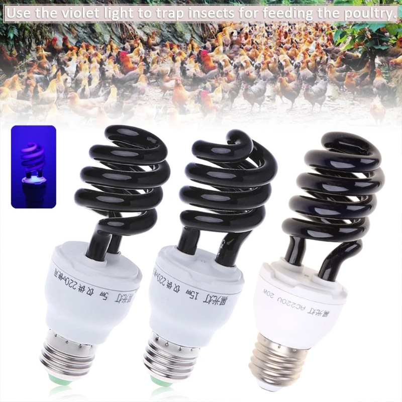 220V 20W E27 Fluorescent Blacklight CFL Light Bulb Replacement UV Light Fly Trap