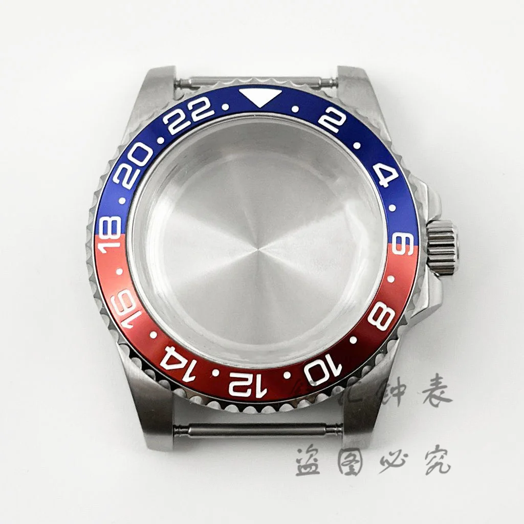 High-Quality 40MM GMT Watch Case with Aluminum Bezel, Stainless Steel Finish
